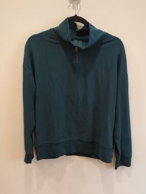 Granola Outdoorsy Athleisure Cotton Maggie's Organic Teal 1/4 Zip Sz Large EUC